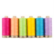 FINE QUILTING THREAD 100% COTTON 6PC PACK mixed solid  50/2 1100m asst cols